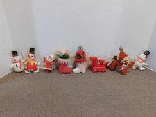 Vintage Flocked Christmas Ornaments Lot of 8