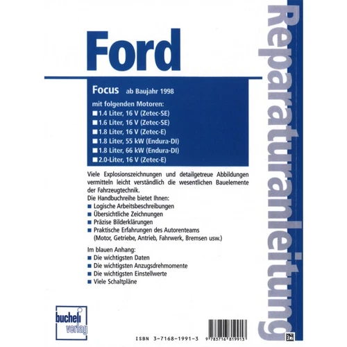 Ford Focus I Typ DBW, DAW, DFW, DNW 1998-2004 Reparaturhandbuch Bucheli Verlag - Bild 2 von 5