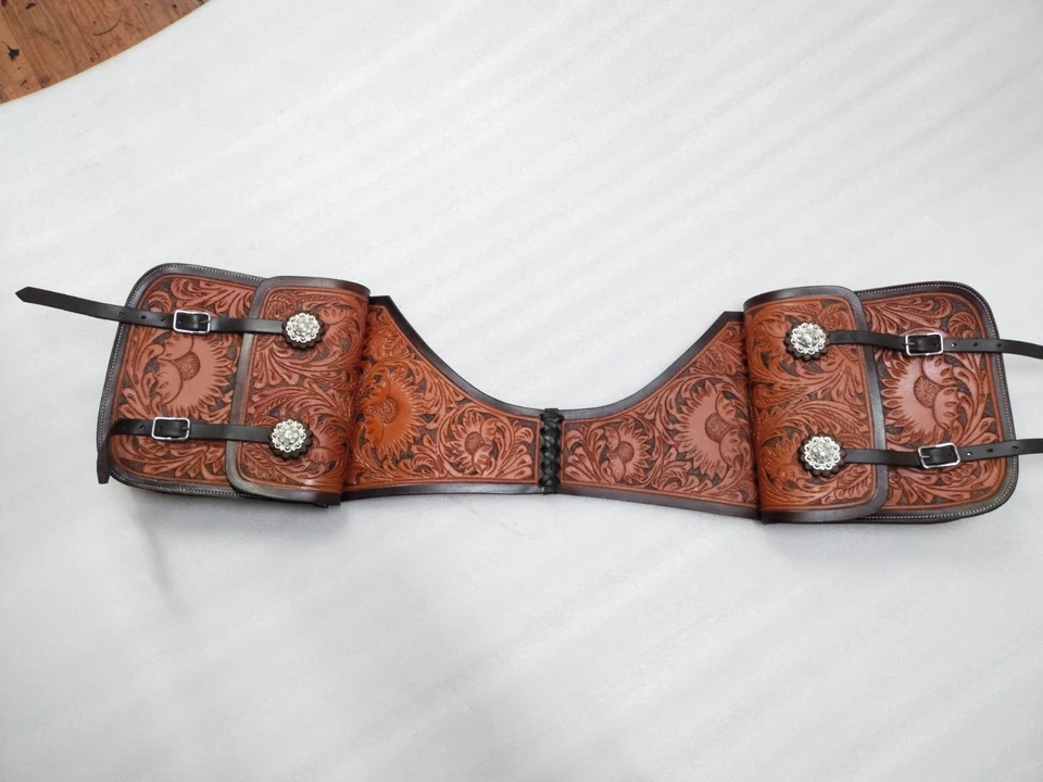 Echte Western Trail Satteltasche aus Handwerkzeug- & Schnitzerei-Pferdeleder. - Bild 4 von 4