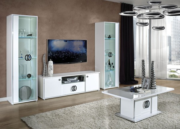 Wohnzimmer Rtv 2X Vitrine Wohnzimmer SchräNke Design Tv Modern Vitrinen Set 3Tlg-image