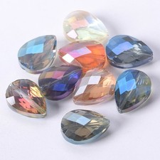 18x13mm 24x17mm Teardrop Shape Colorful Plated Faceted Crystal Glass Loose Beads