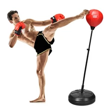 Boxing Punching Bag w/ Height Adjustable Stand Boxing Gloves Teenagers & Adults