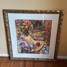 Bombay Co. “Flying Fish Espresso” Lynn Hays Print Framed Art 35x39 Vintage Cof