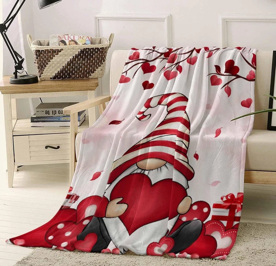 Manta de tiro Love Gnome mantas y frazadas, manta roja Love Heart rosa Foto 3 de 4