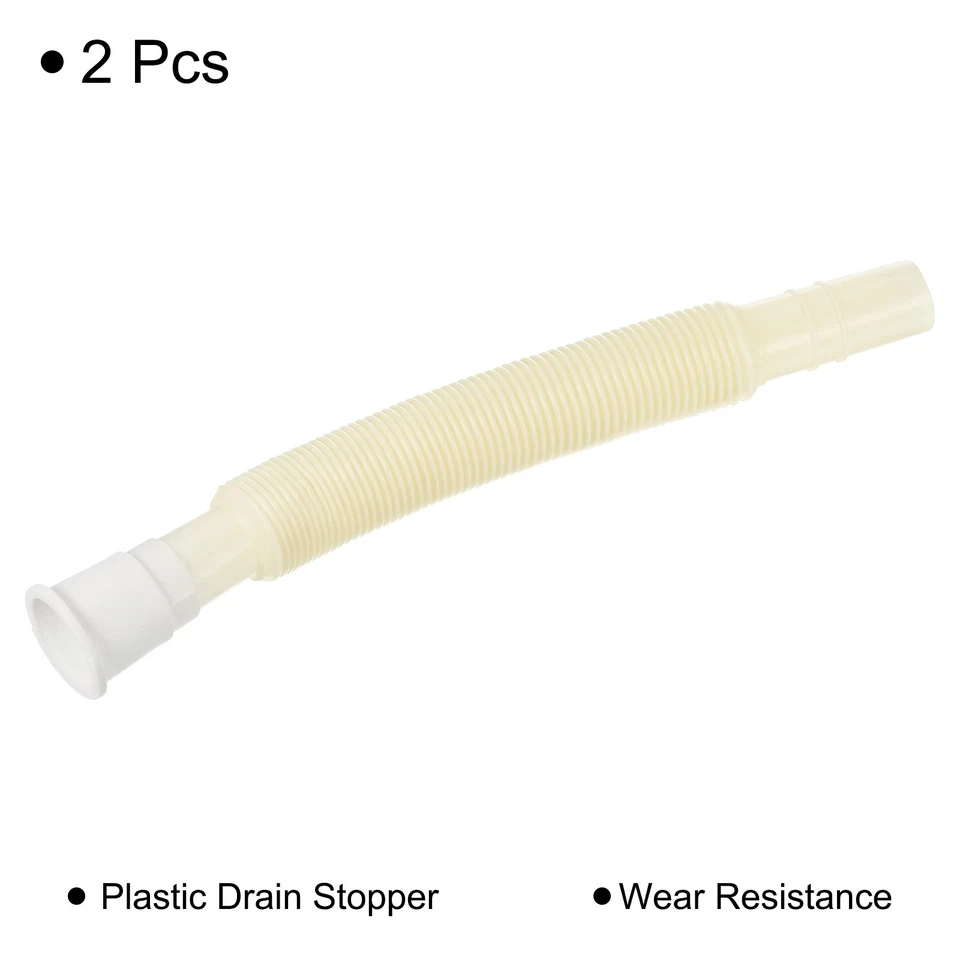 Plastica Drenaggio Tubo Espandibile Lavello Tubo Flessibile, Bianco 2pz - Immagine 3 di 4