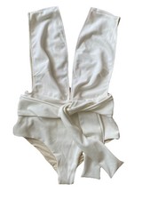 New Haight One Piece Bathers With Matching Waist Tie Beige White 14 Marks 