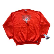 Vintage 90s Logo 7 Miami Dolphins Pullover Crewneck Orange Sweatshirt NFL XL NWT