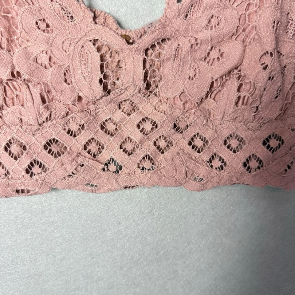 Free People Lace Bralette FP One Adela Light Pink Womens Size L - Image 4 of 4