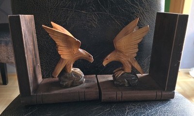 Buchstützen Holz mit Adlerfiguren