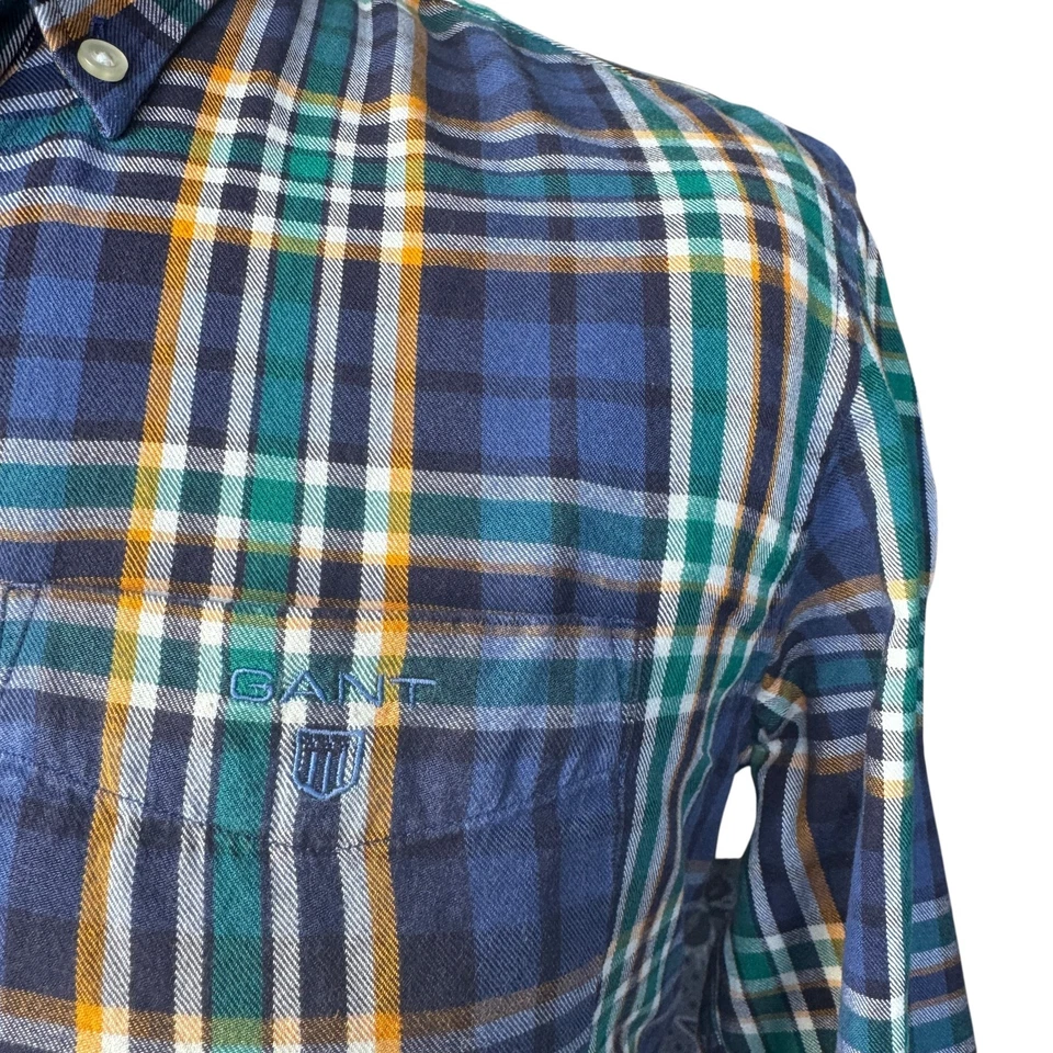 GANT Shirt Mens MEDIUM (42") Long Sleeve Blue and Green Check - Image 4 of 4