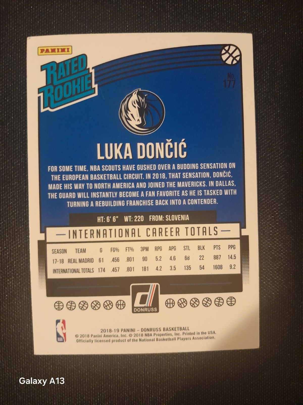 2018 Donruss Luka Doncic RC #177 view 2