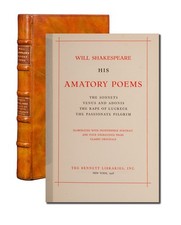 William Shakespeare / Will Shakespeare His Amatory Poems The Sonnets Venus 1928