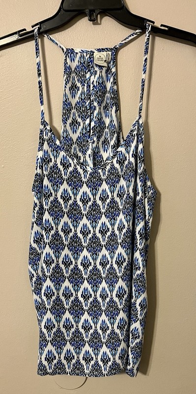 NWOT Purple Crane Women's Top Racerback L Multi-Color Print Blouse Top Shirt