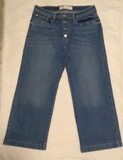 Levi Strauss Signature High Rise Wide Leg Crop Jeans Women Size 14-W32 Button-up