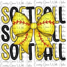 Sublimation Print Softball Bow Ready to Press Paper Ink Heat Transfer