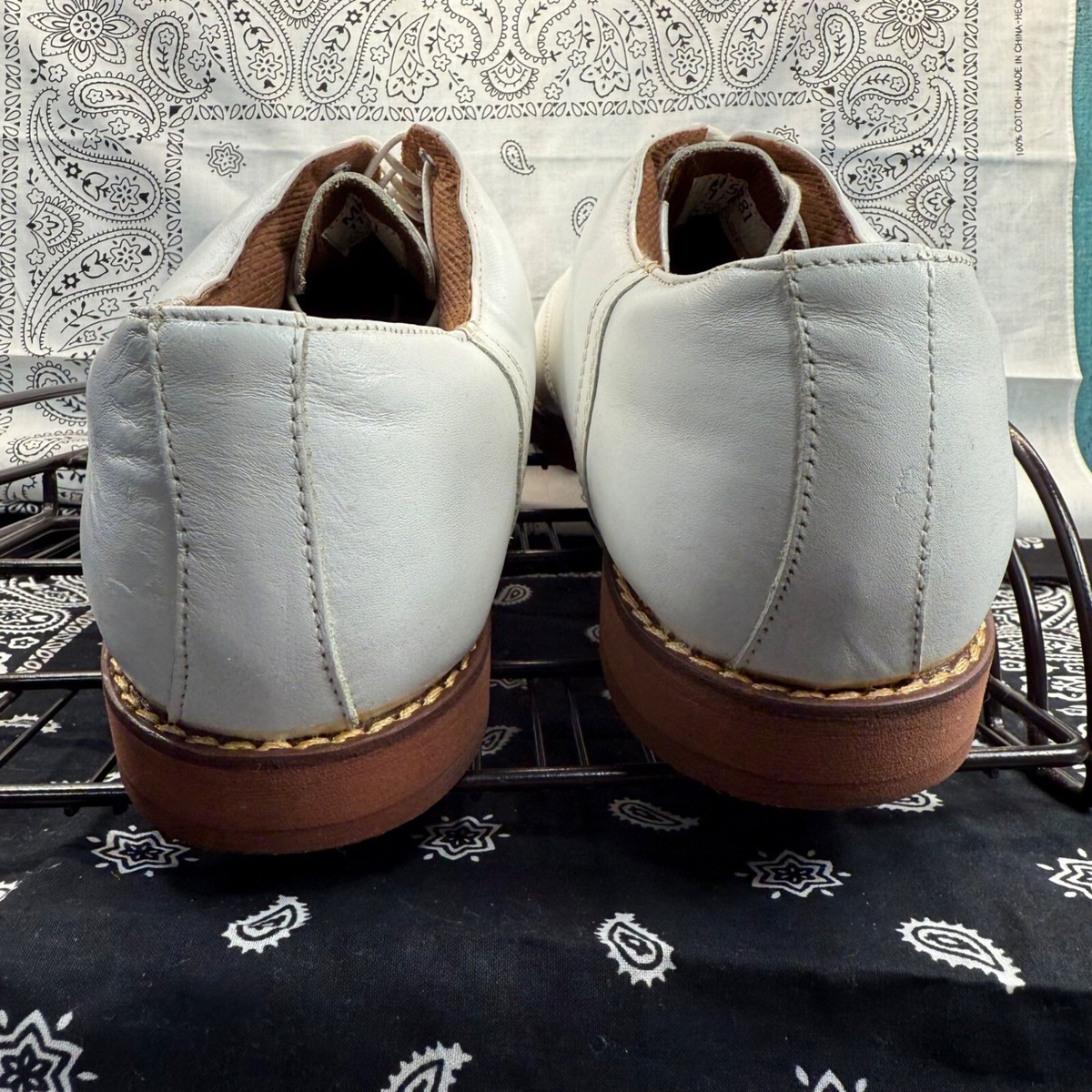 VTG Polo Ralph Lauren Classic White Men\'s Lace Up Golf Shoes W/Hard Spikes 12E VTG NEW old Stock POLO R. Lauren White Leather Hard Spike  main image 2