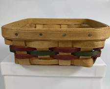 Longaberger 2008 Holiday Helper Basket with Red Green Splints