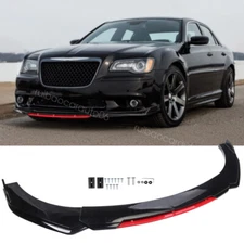 For Chrysler 300 Glossy Black&Red Front Bumper Lip Spoiler Splitter Body Kit