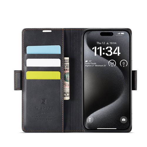 Flip Leather Magnetic Wallet Stand Phone Case For iPhone 16 15 14 13 12 Pro Max - Picture 11 of 43