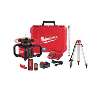 Milwaukee 3704-21T M18 4000 ft. Red Exterior Dual Slope Rotary Laser Level Kit
