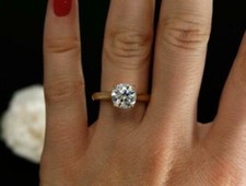 3.10 Ct Round Cut Lab-Created White Diamond Engagement Ring 14K Yellow Gold Over