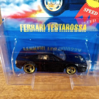 Hot Wheels Blue Card Ferrari Testarossa MF Black 35 Big Logo