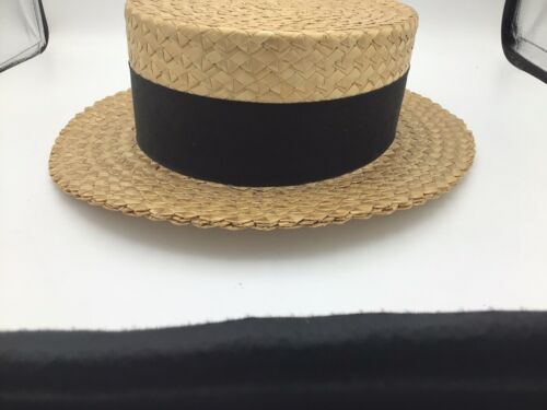 Vintage Stil der frühen 1900er Jahre Bilt Hüte Stroh Bootshütze mit Band Größe 6 7/8 M4 - Bild 6 von 6