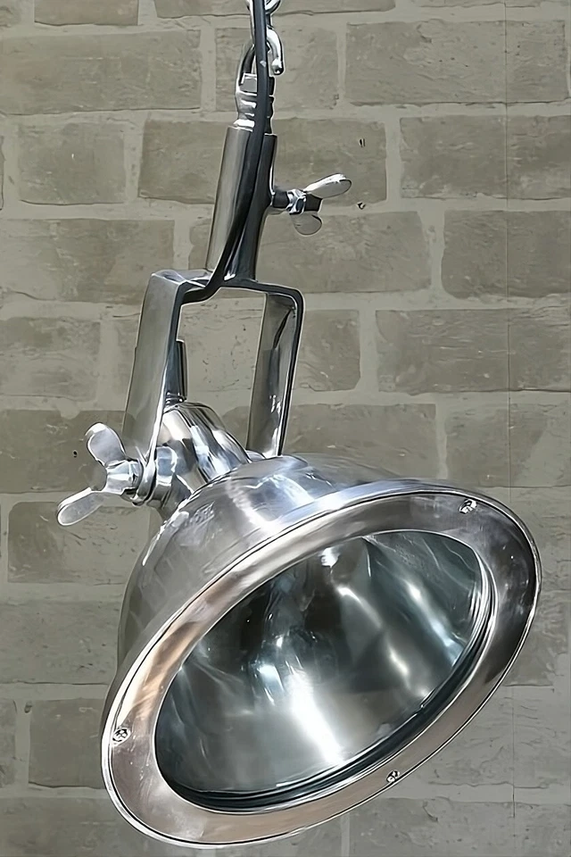 Antigua Lámpara Colgante de Aluminio Art Deco | Lámpara de Techo Colgante con Llave Ajustable Foto 3 de 4