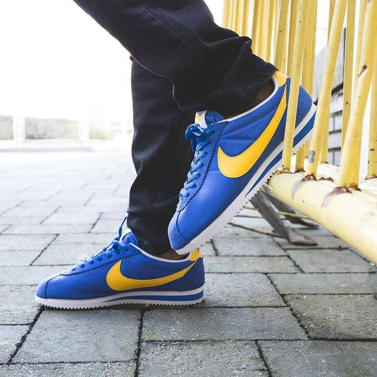 nike cortez blue yellow