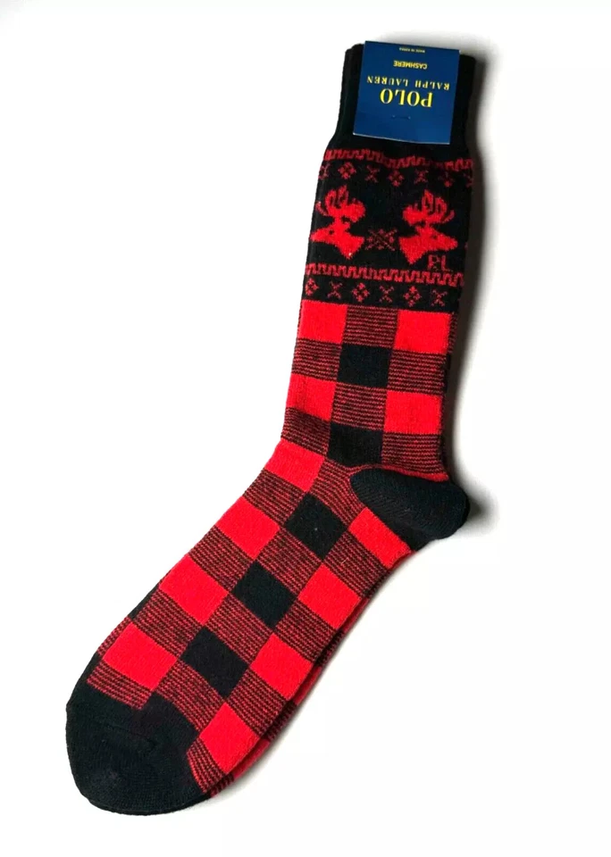 DOS (2) de Calcetines Polo Ralph Lauren Para Hombre Mezcla de Cachemira a Cuadros Búfalo Foto 2 de 4