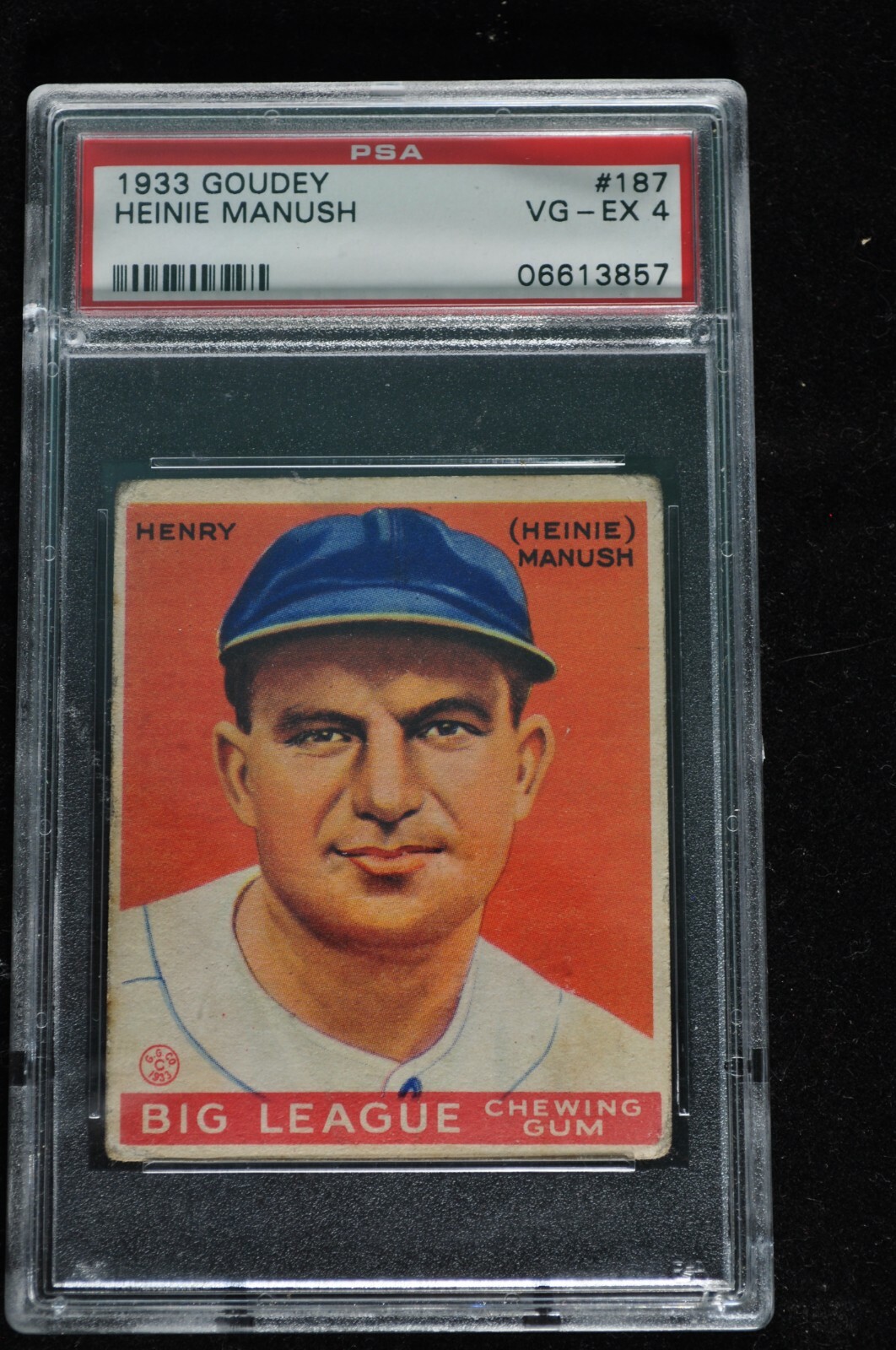BB - 1933 Goudey - #187 - Heinie Manush - PSA 4 - VG-EX