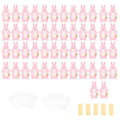 Pack of 50 Sets Easter Storage Bag with Greeting Cards for Cookie Chocolate