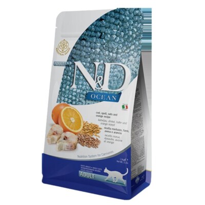 FARMINA N&D Ocean adulte Katzen mit Kabeljau, Dinkel, Hafer, Orange 10 kg