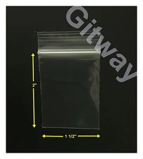1000 set 1 1/2" x 2" Reclosable Resealable Zip Seal Lock Clear Plastic Bags 2 ML