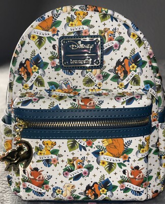 Loungefly Disney Lion King Tattoo Mini Backpack Women's White Blue Faux Leather