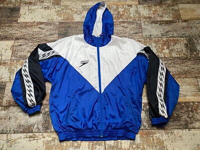 Vintage! SPEEDO Men's Blue Zip Tracksuit Hoodie Jacket Size S UK