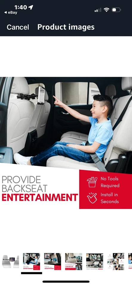 Macally HRMOUNTPRO Car Headrest Mount Holder for Apple - Black - Image 2 of 4