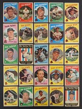 1959 Topps Baseball Lot 25 Cards