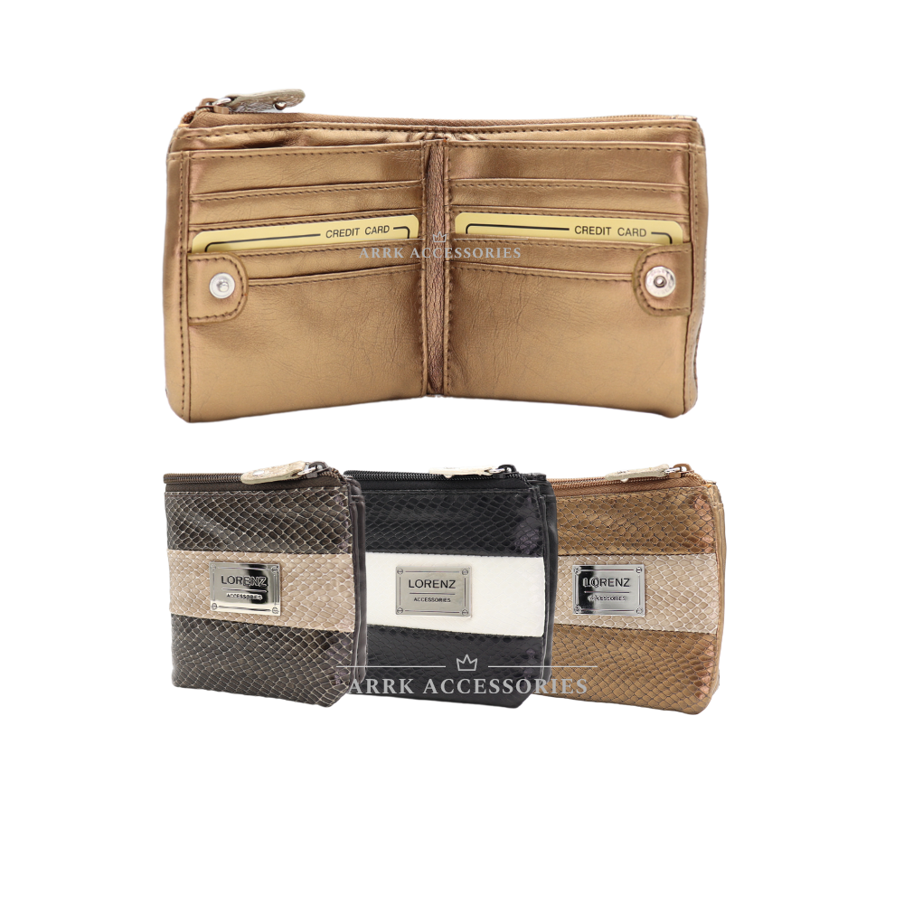 Lorenz Purse Money Bag Coin Wallet With Top Zip Soft Lizard Card Holder