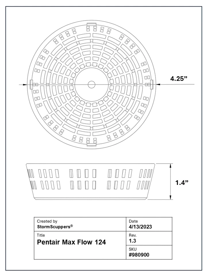 Cubierta de alta resistencia Balboa / Pentair / Dimension One - flujo máximo 124 GPM #980900 Foto 3 de 3