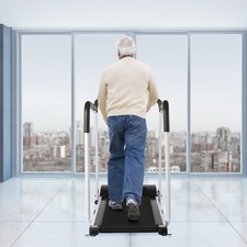 Electric Treadmill Elderly Walking Pad Machine with Full Handrails & Heart Rate