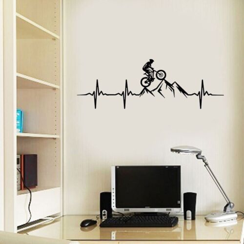 Bicycle Heartbeat Wall Decal Home Boys' Bedroom Bicycle Decal Shop Decoration - Zdjęcie 1 z 7