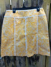 NORTON MCNAUGHTON Floral Yellow And White Knee Length Skirt 14