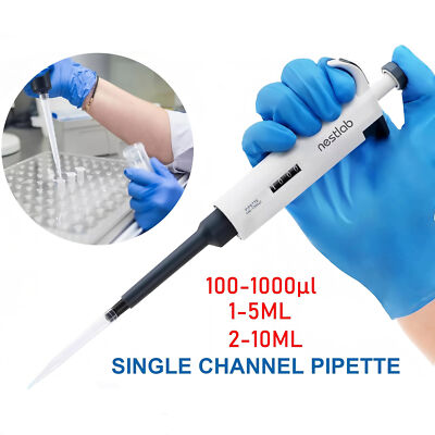 1-10ml Adjustable Volume Pipette Lab Single Channel Micropipette High Precision