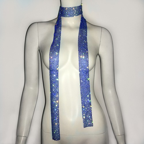 Metallo Strass Cravatta Sciarpa Foulard Lungo Skinny Glitter Lucido Festa Chic - Foto 14 di 16