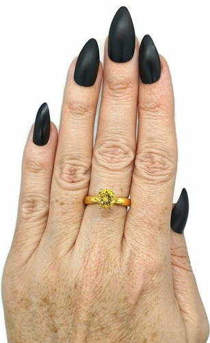 Gold Citrine Ring, 3 sizes, Sterling Silver, 14K gold Plated, 2.5 carats - Picture 4 of 10
