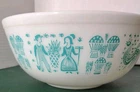 Vtg Pyrex 404 Turquoise Blue Amish Butterprint 4qt Mixing Serving Bowl  Made USA