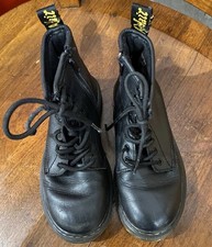 Dr. Martens Docs 1460 J Combat Boots Youth Sz 1 Black Leather Side Zip