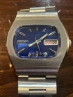 Vintage Seiko Automatic Blue Sunburst TV Case Men’s Wristwatch Japan Made