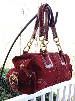 Coach SMALL 10061 Vintage Mia Soho Y2K Burgundy Suede Satchel Bag